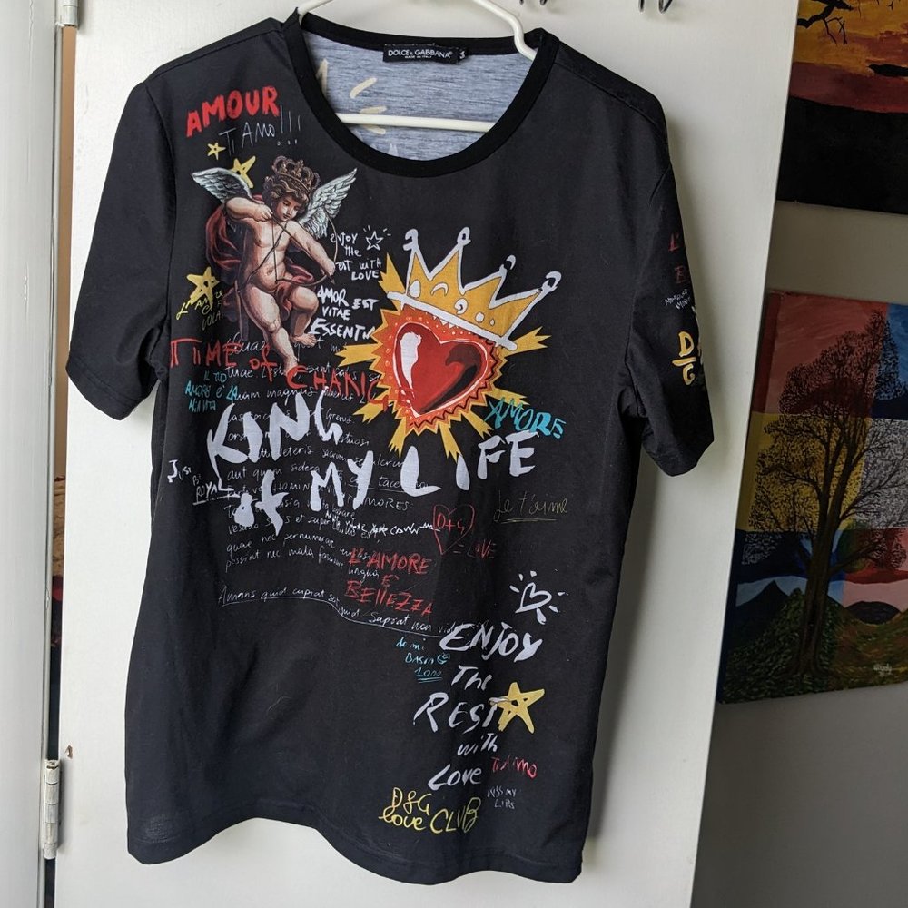 Dolce & Gabbana D&G King of my Life Black Men's Tee Shirt Size 54 (XXL)